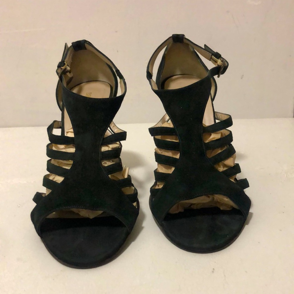 Bruno Magli Dark Green Suede Sandals, Size 40 European, Made in Italy